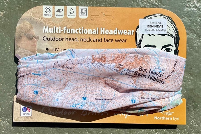 Ben Nevis Scotland OS 1:50,000 map snood, gaiter, buff, neck tube, scarf, outdoor gift, gift, Christmas present, present