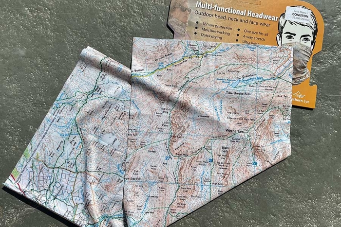Coniston Fells, Lake District OS 1:25,000 map, snood, buff, neck tube, neck gaiter, scarf, outdoor gift, gift, Christmas present, present,face covering, face mask, ski mask, motorcycle mask, mens scarf, cycle mask, snoods for men, snoods for women, outdoor gift, outdoor, Christmas gift, Christmas present, present, biker bandana, cyclist bandana, cyclist neck warmer, cyclist face mask