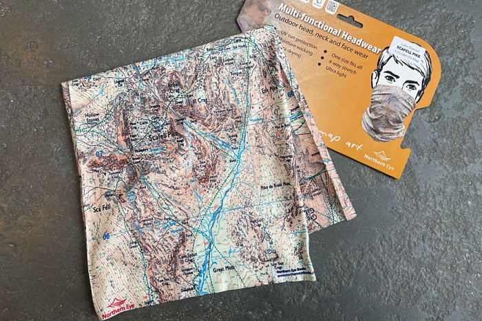 Scafell Pike, Lake District, modern OS 1:25k map, snood, neck tube