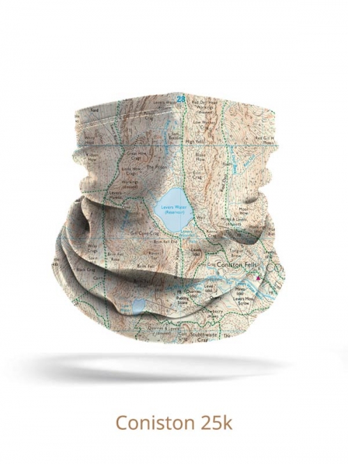 Coniston OS Map - snood neck warmer mask - 1:25,000 OS mapping
